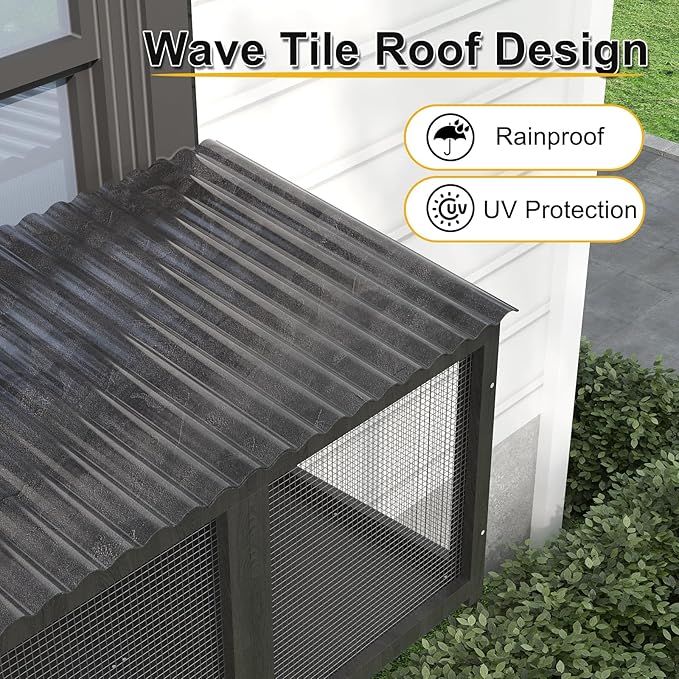 ROOMTEC Cat Catio, Cat Window Box for Indoor Cats Wooden Cat Window Perch for Multi Cats All Weather Use Outdoor Haven Enclosure for Safely Enjoying The Outdoor Sights Scents and Napping,Grey
