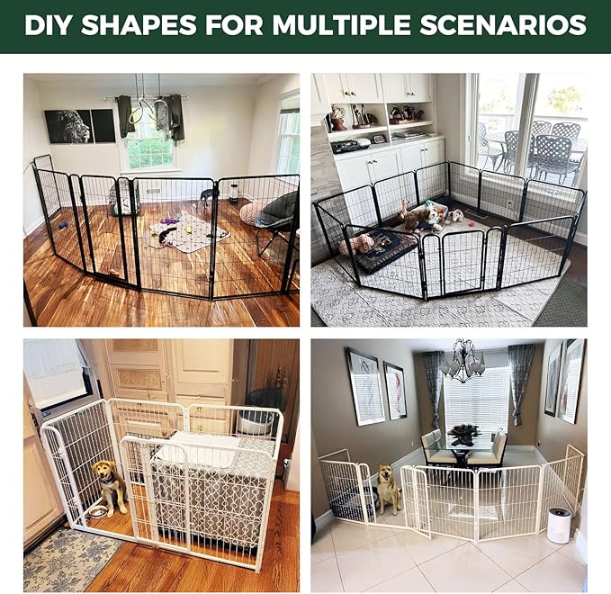 FXW Homeplus Unleashed Indoor Dog Playpen - Stress-Free and Safe Play, Heavy Duty 24 Inch 16 Panels Dog Pen for Puppy and Small Dogs, Black│Patented