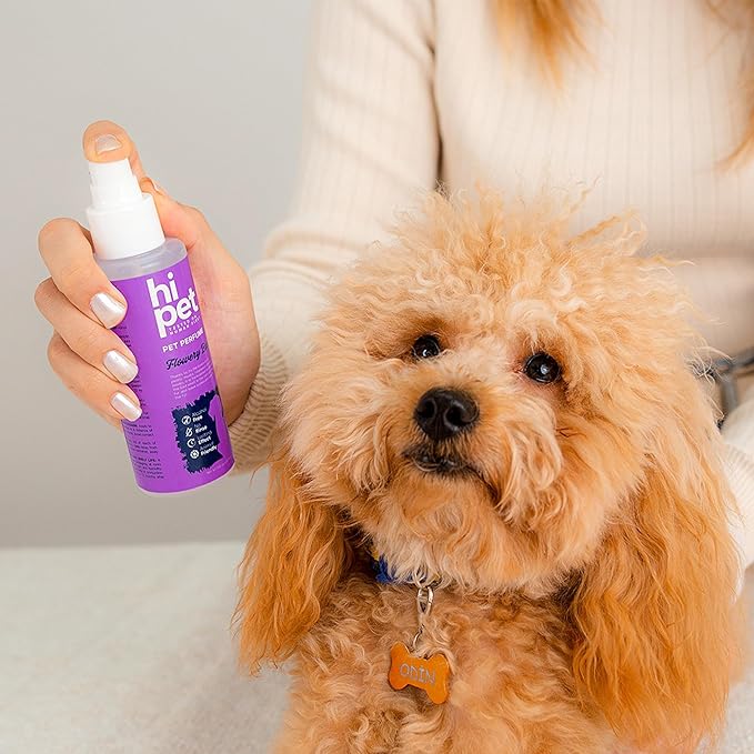 Hi Pet Flowery Base Pet Perfume, Cat & Dog Perfume Spray Long Lasting, Cat and Dog Cologne to Soften, Shine, Refresh the Coat, 4.06 Fl Oz (Pack of 1)
