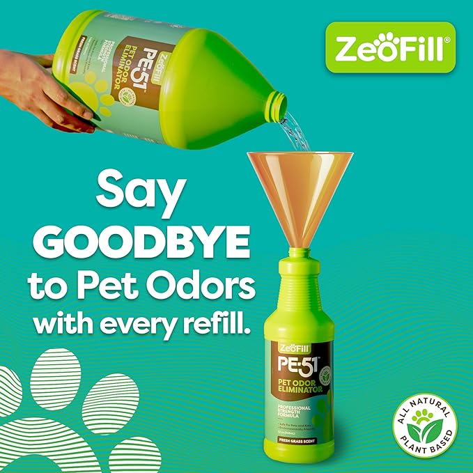 ZEOFILL PE-51 Pet Urine Odor Eliminator - Professional Pet Urine Enzyme Cleaner - Pet, Turf & Yard Smell Remover, Cat & Dog Pee Deodorizer Spray, Outdoor Use Natural Eco-Friendly Enzymes, 1 Gallon