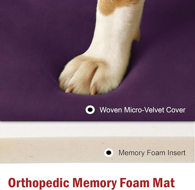 Majestic Pet Orthopedic Memory Foam Dog Crate Mat - Plush Pet Bed Pad for Crates & Kennels | USA Crafted | 30"x21" Villa Aubergine