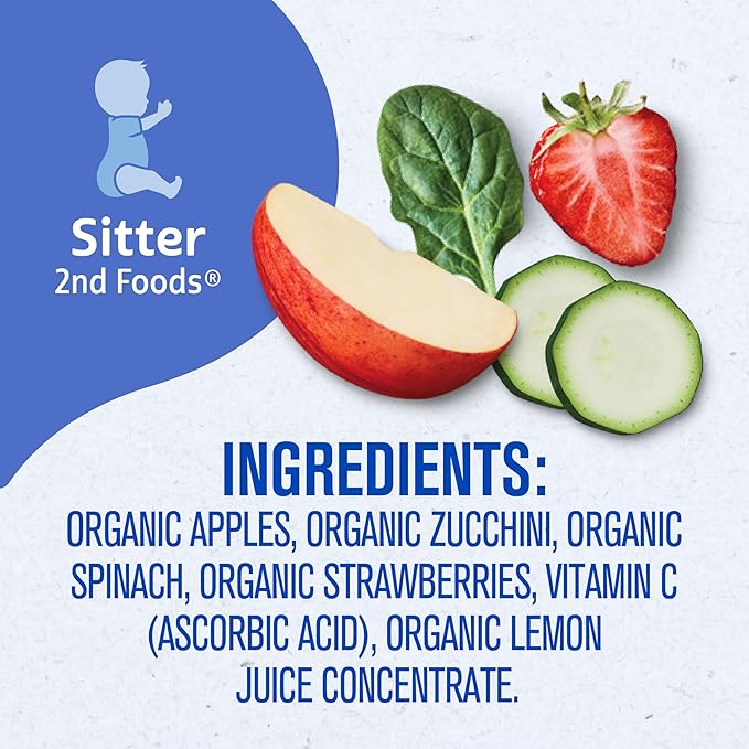 Gerber Organic Baby Food Pouches, 2nd Foods for Sitter, Apple Zucchini Spinach Strawberry, 3.5 Ounce (Pack of 12)