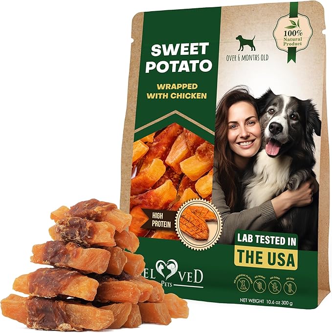 Dog Treats Sweet Potato Wrapped with Chicken 10.6 oz & Pet Natural Chew - Grain Free Dried Snacks in Bulk - Best Twists for Training Small & Large Dogs - Made for USA