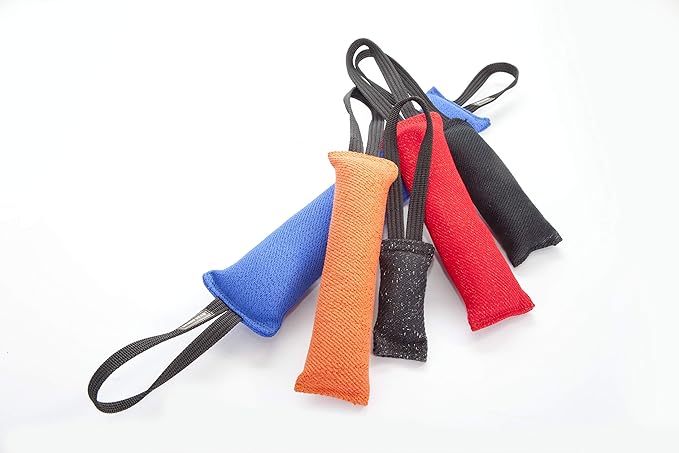 Dingo Gear French Linen tug Toy for Dog, Bumper Toy for Training, Agility, tug of war, bite Pillow for Strong Dog, 1handle 8in Blue S00071