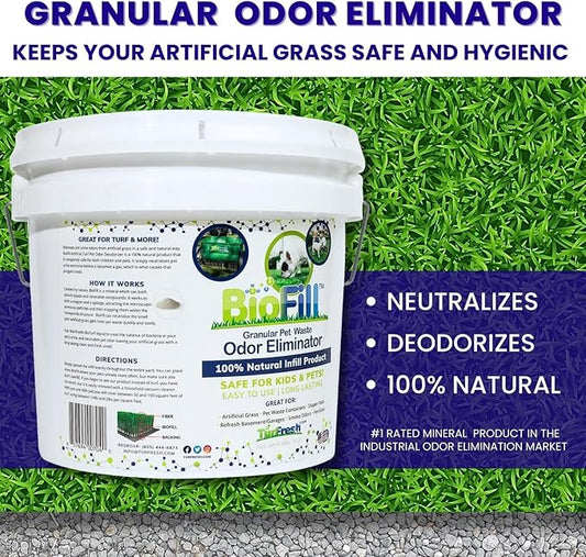 BioTurf Granular Turf Infill – Yard Odor Eliminator for Artificial Grass & Dog Runs – Natural Turf Deodorizer for Pet Urine & Feces Neutralizer – Safe for Kids & Pets – 1 Gallon Pail