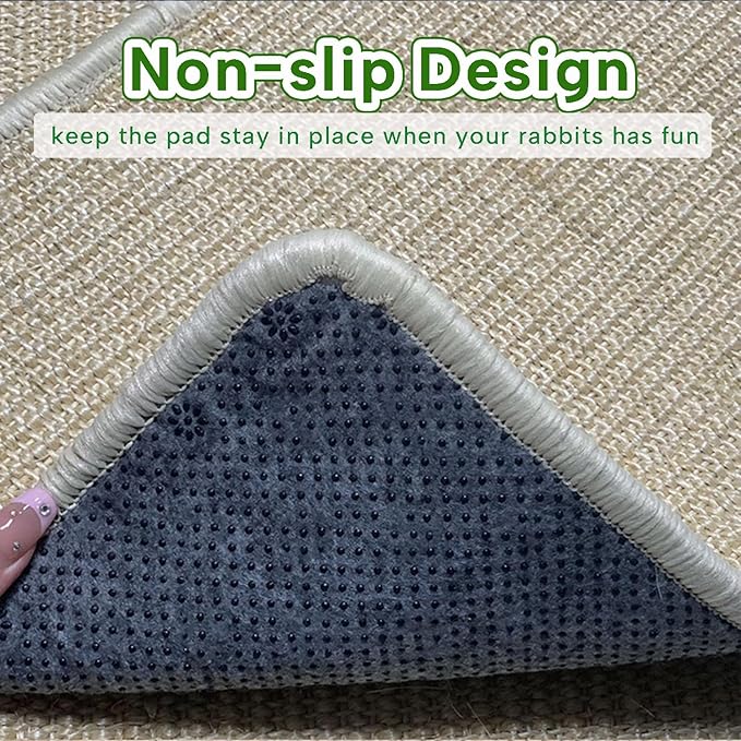 KEYIDE 2Pcs Rabbit Scratching Pad, Natural Sisal Bunny Scratch Mats for Nails Grinding Claw Boards for Cage Pet Guinea Pigs Chinchillas Rats Ferrets Sleeping Playing, 16"X12"
