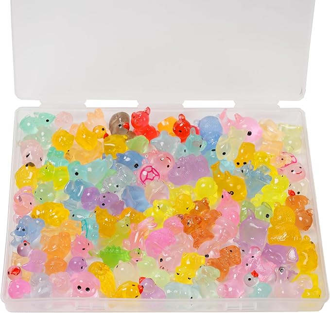 Mini Resin Ducks Tiny Animals Various Small Animals Dog, Rabbit, Turtle, Chick, Bird Glow in The Dark for Garden Micro Landscape Potted Dollhouse Decor