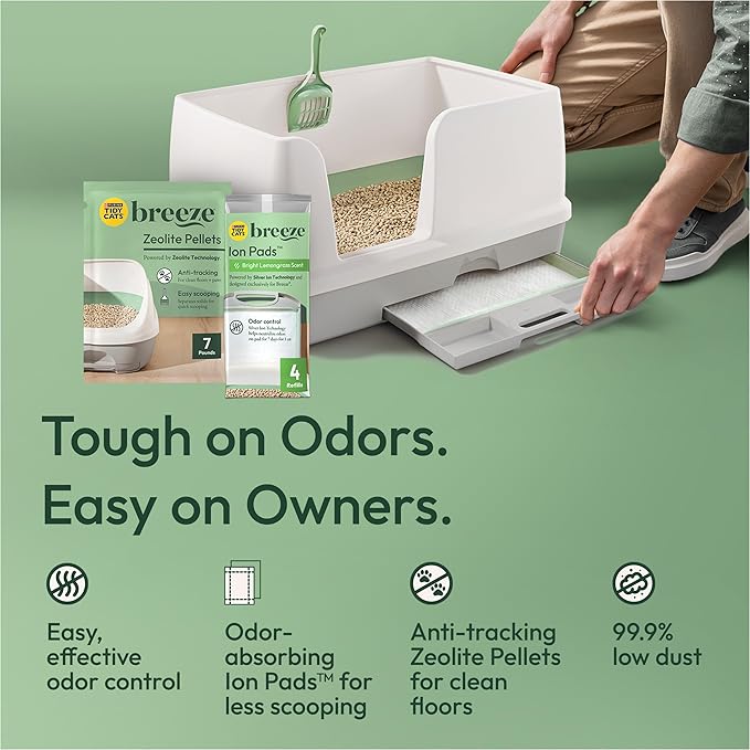Purina Tidy Cats Non Clumping Litter System, Breeze XL All-in-One Odor Control & Easy Clean Multi Cat Box - 18 lb. Box
