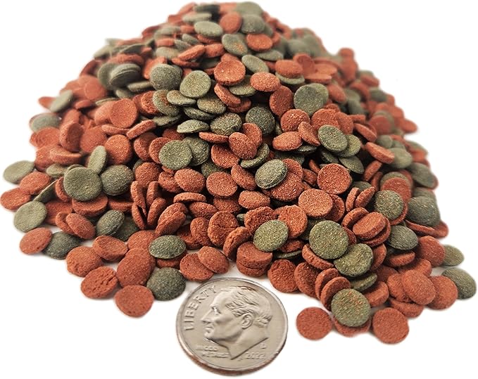 Aquatic Foods Inc. 8mm - 1/3" Brine Shrimp/Red Algae Color Enhancing & Spirulina/Green Algae Sinking Wafer Mix for Shrimp, Snails, Plecos, Catfish, All Tropical Fish...WL…1/2-lb Foil Pouch Bag