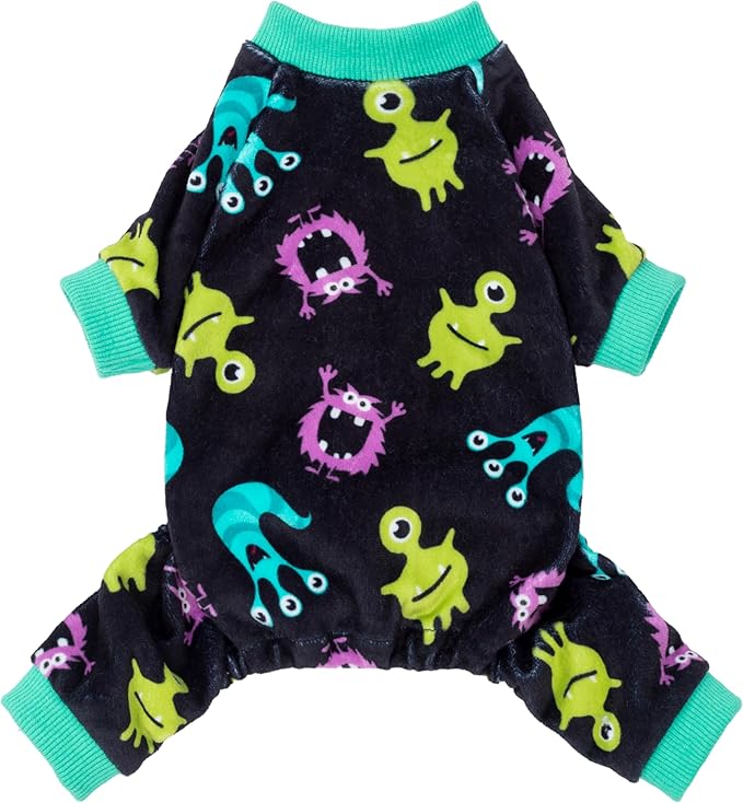 Fitwarm Cute Monster Halloween Dog Pajamas, Funny Costumes for Small Dogs Boy Girl, Festive Pet Clothes, Green, Purple, Black, Medium