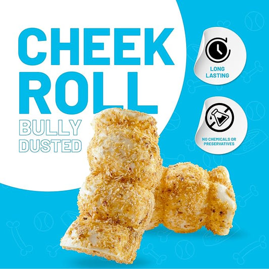 Sitka Farms Beef Cheek ROLL Bully Dusted 5-6 Inch (10 Count) Extra Thick Dog Chew Bones No Rawhide Sourced from Free Range Grass Fed/Healthy Teeth and Gums for Small Medium and Large Dogs