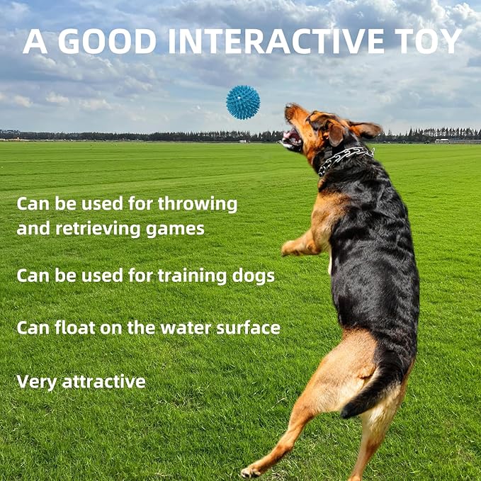 4.5” Heavy squeaky dog ball toys are suitable for medium and large dogs, Dog Chew Toys, Dog Toys for Aggressive Chewers, Spike Ball Toys for Clean Teeth and Training, Toys That Keep Dogs Busy (4 Pack)