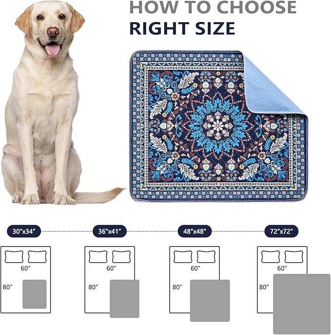 Qeils Washable Pee Pads for Dogs, Reusable Puppy Pads Super Absorbent Leakproof Dog Training Pads, Non-Slip Wee Wee Pads for Crate, Floor, Potty Pads Feeding Mat Dog Pee Extra Large Pee Pads 72"x72"