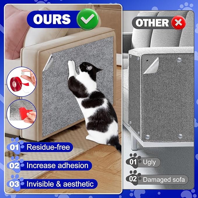 Anit Cat Scratch Couch Furniture Protector,196.8x15.8 Cat Wall Corner Scratcher Pads Mat,DIY Climbing Scratching Carpet Post Replacement