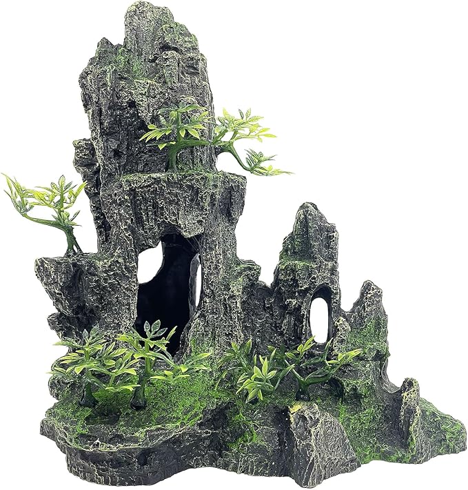 Aquarium Decorations Large and Tall Large Aquarium Decoration for Fish Tank Decorations Fish Tank Ornaments Mountain View Stone Ornament Tree Rock Cave Artificial Fishtank Ornament
