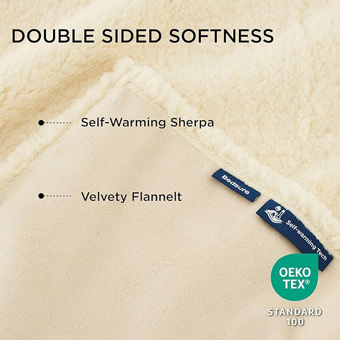 Bedsure Self Warming Blanket for Extra Large Dogs - XL Cat Waterproof Blanket Washable for Couch Protection, Sherpa Fleece Puppy Blanket, Soft Plush Reversible Throw Furniture Protector, 50x60, White