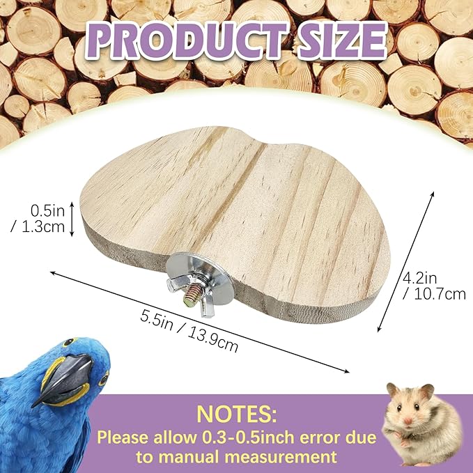 Hamiledyi 4PCS Wooden Hamster Cage Platform Set Bird Wood Platform Flat Bird Perch Hamster Rat Gerbil Mice Cage Accessories Platform Wood Perch Stand Board Habitat for Small Animals