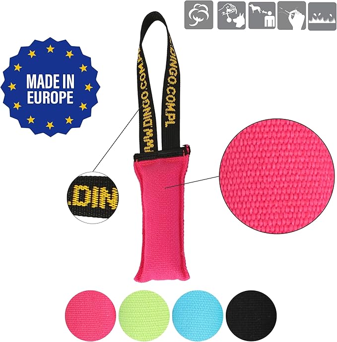 Dingo Dog Tug Toy with Handle, Dog Bite Pillow for Tug of War, Dog Bumper Floating on The Water, Colorfull Cotton, Size S, Z30001