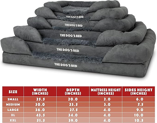 The Dog’s Bed, XXL Grey Fur Memory Foam, Pain Relief: Arthritis, Hip & Elbow Dysplasia, Post Surgery, Lameness, Supportive, Calming, Waterproof, Washable Cover, Veterinary Approved