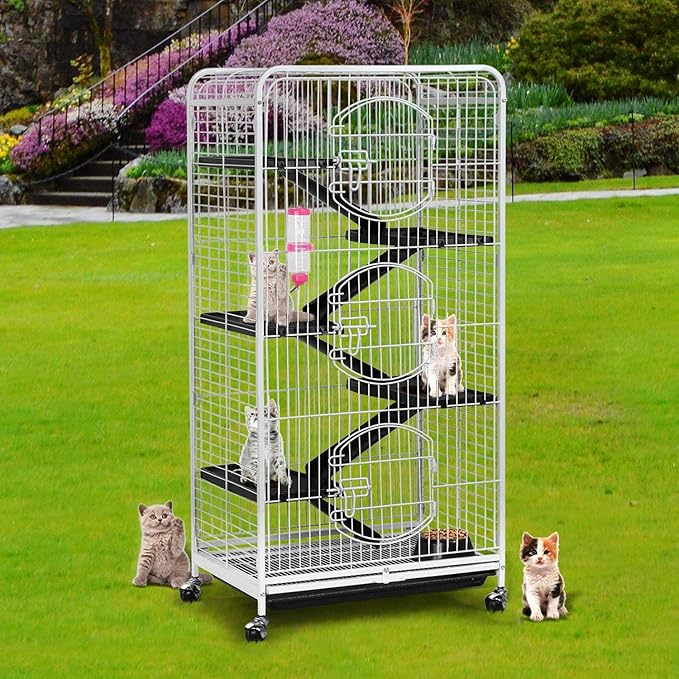 Yaheetech 52-inch Rat Cage Multi Level Rolling Pet Cage for Ferret/Chinchilla/Squirrels/Bunny with Water Bottle, White