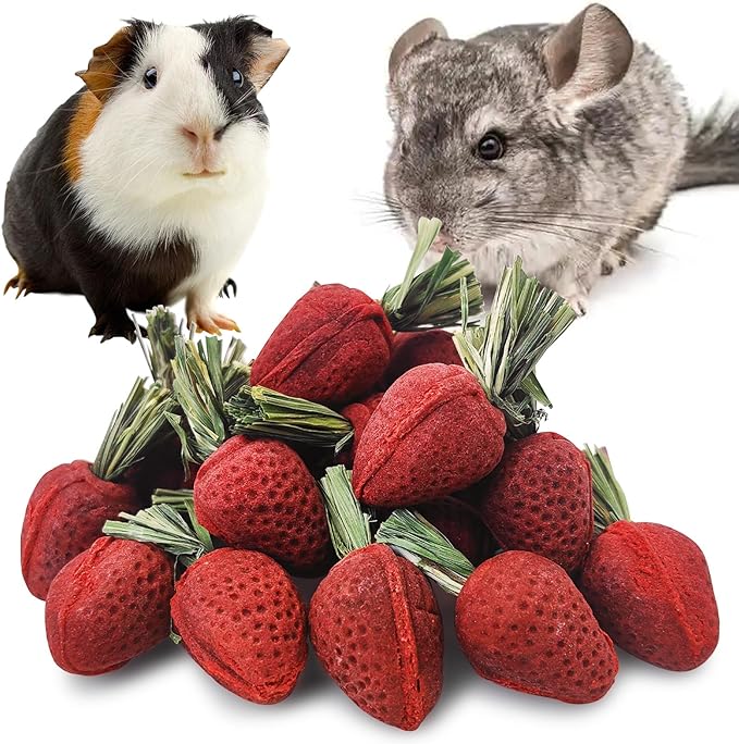 Fhiny Rabbit Chew Toys, 24 PCS Natural Hamster Molar Snacks Handmade Small Animal Chew Toys for Teeth Timothy Hay Treats Habitat Decor for Bunny Guinea Pig Chinchilla Hamster Gerbil Dental Care