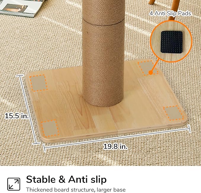 FUKUMARU Cat Scratching Post, 30 Inch Tall Cat Scratcher with Perch for Indoor Cats, Small Cat Tower with Bed and 5.5 Inch Width Post, Cat Tree Furniture for Kittens and Large Cats