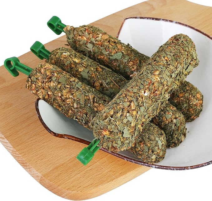 Sugar Glider Food, Natural Eucalyptus Chew Sticks for Chinchillas, Small Animal Treat with Leaves Fruits Oats Honey for Rabbits Guinea Pigs Parrots, 5.3oz (1 Pack, 2 Sticks)