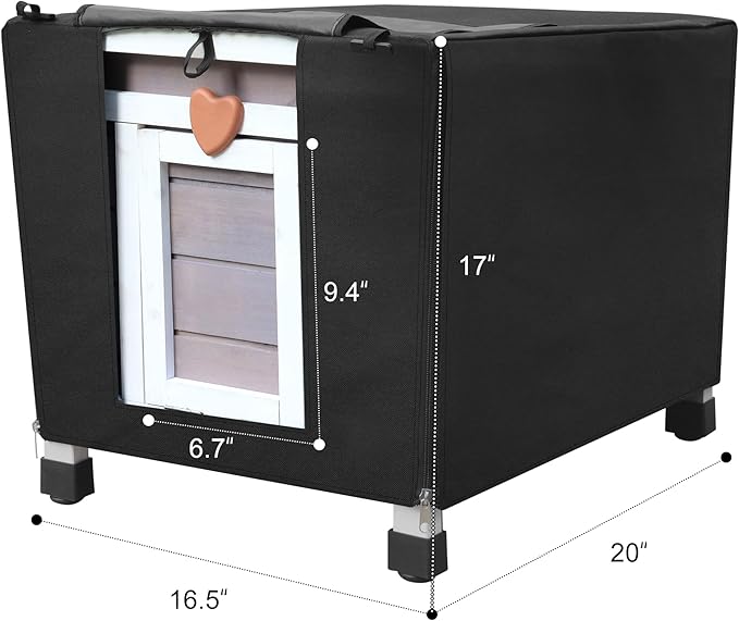 Deblue Feral Cat House with Cover, Weatherproof Wooden Cat House, Outdoor Stray Cat Shelter for Small Pets - Grey House with Cover