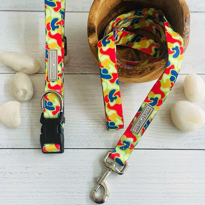 Lucky Love Dog - Adjustable Dog Collar and Leash Set with Easy Click Buckle for Small to Large Dogs, Durable, & Comfortable Collar for Male & Female Dogs, Puppies & Adult Ones - Oscar Combo, Large