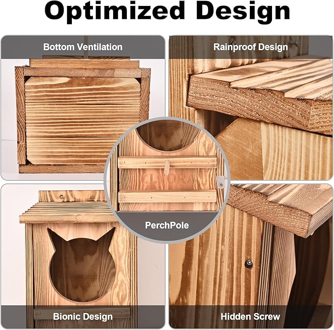 Owl House Wooden Building Kit for Adults Prebuilt Owl Box for Outside Nesting Box Large Handmade Wooden Circular Opening Bird Houses