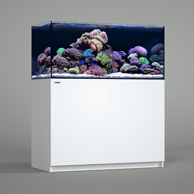 LANDEN RS 120 ReefStar Saltwater Aquarium Reef-Ready Sump Aquarium – 100 Gal Display + 45 Gal Sump | 47.2″×21.7″×20.9″ Tank + White Cabinet/Built-in Filtration