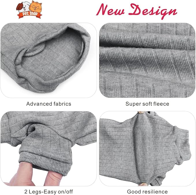 Idepet Sphynx Hairless Cats Sweater Shirt Kitten Soft Puppy Clothes Pullover Cute Cat Pajamas Jumpsuit Cotton Apparel Pet Winter Turtleneck for Cats and Teacup Chihuahua Small Dogs(Gray,M)