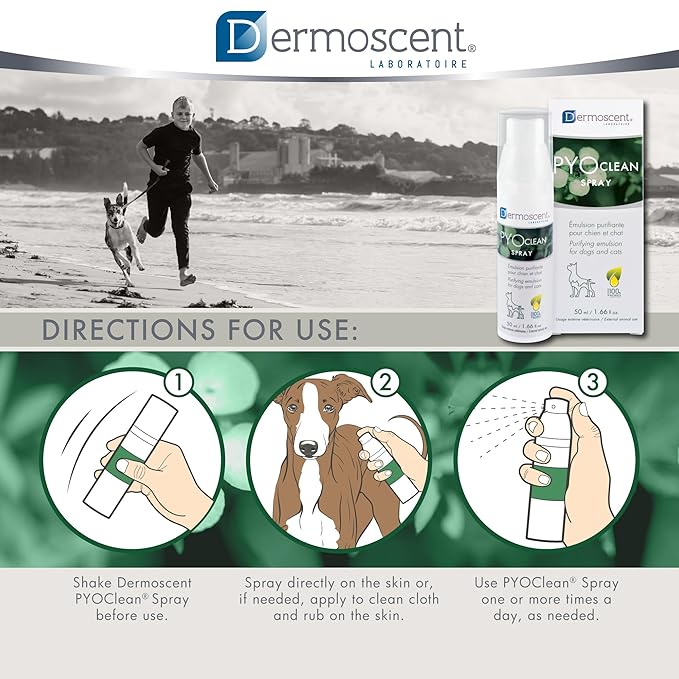 Dermoscent PYOclean® Spray for Dogs & Cats Balances the Skin, Prevents Pimples, Chin Acne, Reddened Skin & Scabs, 50 ml (1.66 fl. oz.)