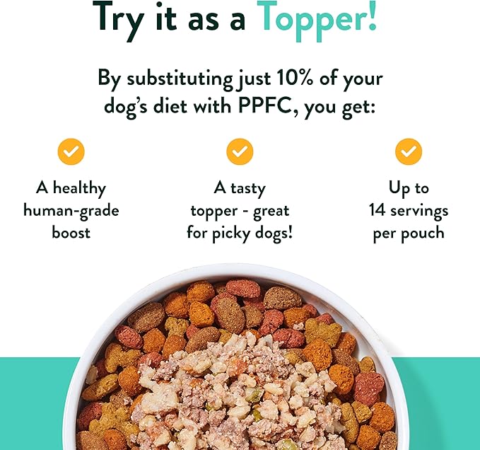 Portland Pet Food Company Rosie’s Beef N' Rice Fresh Dog Food Pouches - Human-Grade, Gluten-Free Wet Pet Meal Topper & Mixers - Small & Large Breed Puppy & Senior Dogs - Made in The USA - 5 Pack