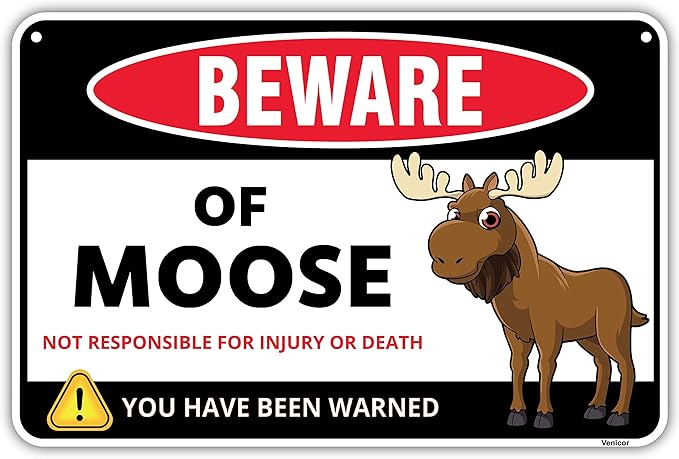 Venicor Moose Sign Decor - 8 x 12 Inches - Aluminum - Moose Gifts Home Wall Decorations