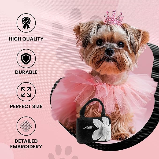 Dog Diggin Designs Runway Pup Collection | Unique Squeaky Parody Plush Dog Toys – Haute Couture Purses & Handbags