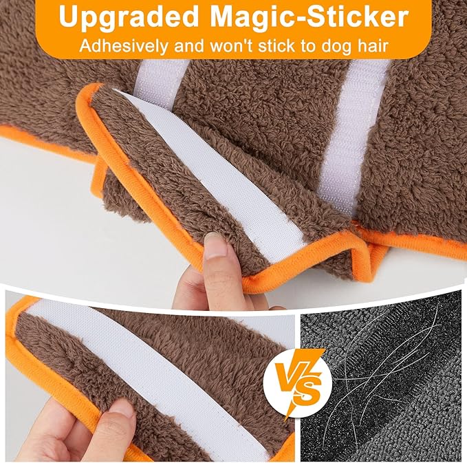 Bienbee Dog Bathrobe, Quick Drying Super Absorbent Dog Robes for After Bath, Warm Keeping Dogs Towel, Dogs Bath Supplies, Brown XL