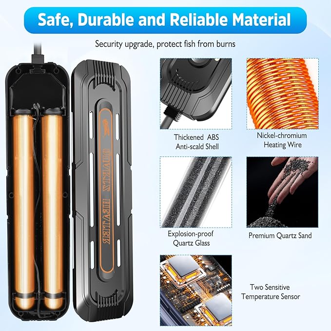 hygger Aquarium Heater, Adjustable Power 400W/800W Fish Tank Heater with Intelligent LED Digital Display Controller, High-Temperature & Off-Water Protection, for 80-132 Gallon Saltwater and Freshwater