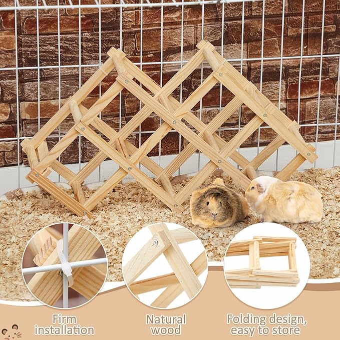 Wooden Rat Climbing Toys, Pet Rat Cage Accessories Climbing Ladder, Hamster Educational Toys, Hanging Hamster Supply for Exploring Chewing Exercising