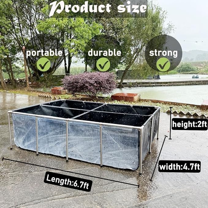 Aquarium Pool Pond,Collapsible Fish Ponds for Outside with Transparent Clear Viewing Panel,470 Gallon Fish Tank,PVC Canvas Above Ground Pond,Indoor/Outdoor Pond for Koi,Goldfish,with Drain Valve
