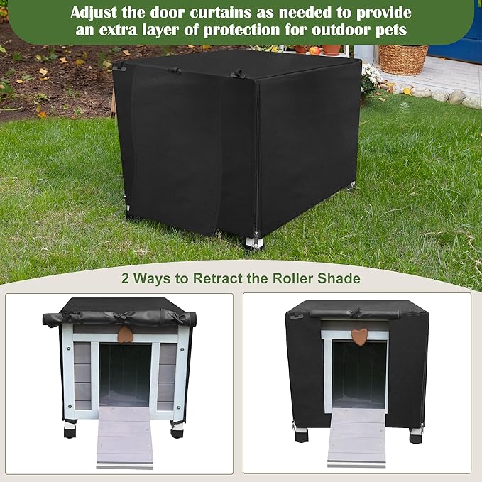 Deblue Feral Cat House with Cover, Weatherproof Wooden Cat House, Outdoor Stray Cat Shelter for Small Pets - Grey House with Cover