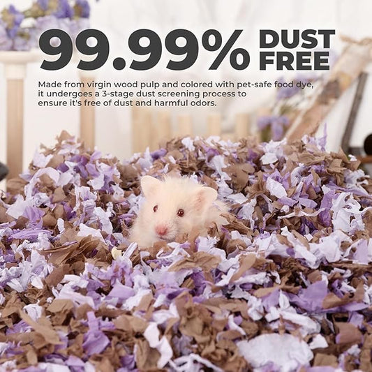 mini&moe Hamster Bedding 25 Liters: Dust-Free and Odor Control Moisture Absorbent Natural Paper Small Pet Bedding - for Guinea Pigs, Hamsters, Rabbits, and Small Animal