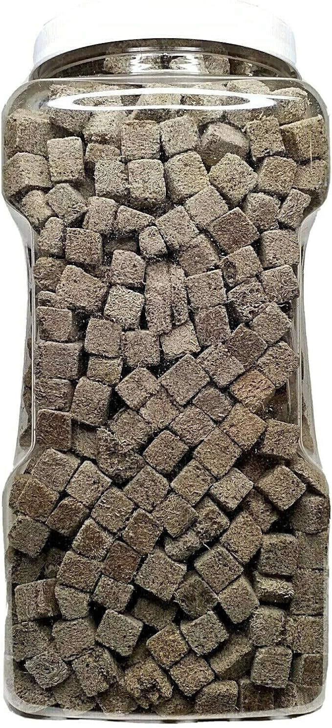 Aquatic Foods Inc. Tubifex Worms-Freeze Dried Floating Tubifex Worm Cubes for All Tropical Fish, Marine Fish, Discus, Cichlids, Koi & Pond Fish, Turtles…14oz Lg Jar