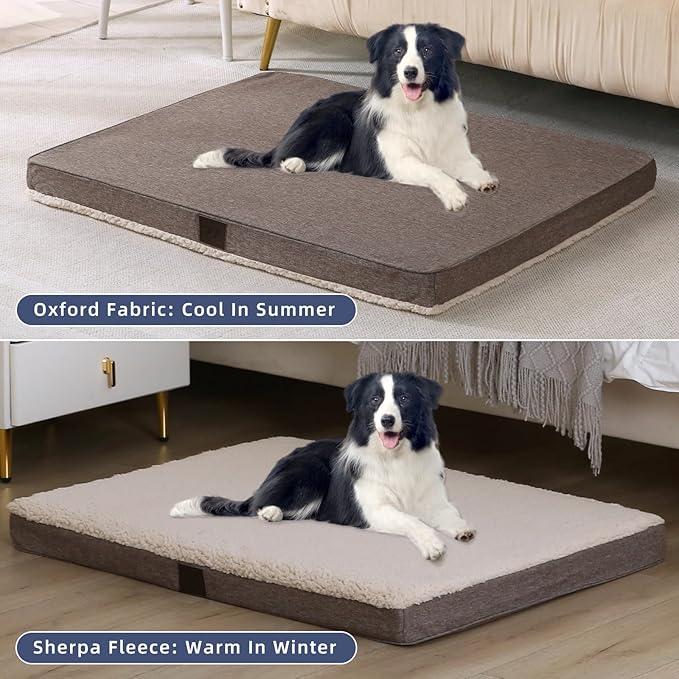 DaysU Dog Bed for Small Dogs, Orthopedic Dog Beds with Removable Washable Cover, Small Egg Crate Foam Pet Bed Mat, Brown, Suitable for Dogs Up to 20 lbs, 30x20x3in