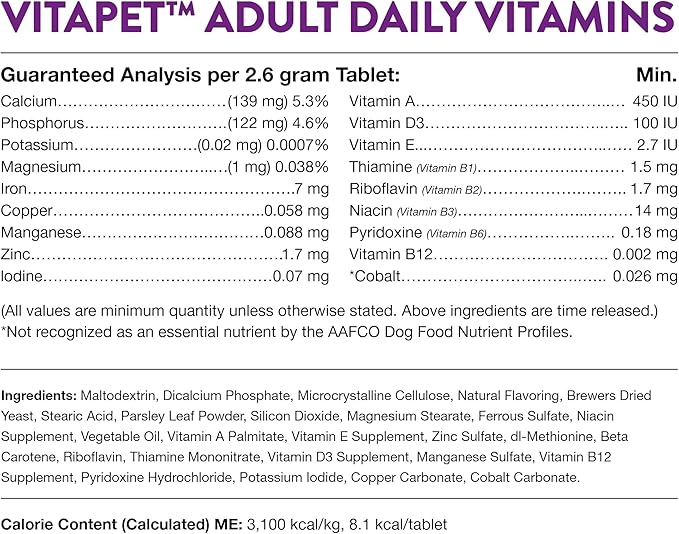 NaturVet Vita Pet Adult Plus Breath Aid Tablets -Time Release 365 ct