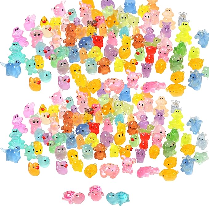 Mini Resin Ducks Tiny Animals Various Small Animals Dog, Rabbit, Turtle, Chick, Bird Glow in The Dark for Garden Micro Landscape Potted Dollhouse Decor