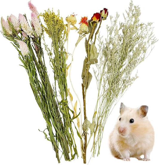 Fhiny Natural Hamster Bedding, Flower & Herb Hamster Bedding Mate Hamster Sprays Gerbil Habitat Decor Accessories for Dwarf Syrian Hamster Gerbil Mouse Mice Lemming Degus or Other Small Pets