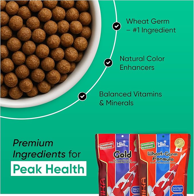 Koi Fish Food & Goldfish Food – Medium Pellets for Ponds – Wheat Germ Koi Food for Healthy Pond Fish, 17.6oz Bag with Microfiber Cleaning Cloth