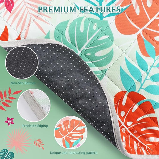 BVAGSS Washable Pee Pads for Dogs, 2 Pack Absorbent & Non-Slip Waterproof Green Palm Leaves Reusable Pee Pads (36x48 Inch)