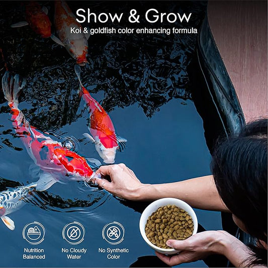 BIG Kahuna Koi Fish Food- 20lbs Koi Food – Made in The USA - Food Floating Pellets – 3/16" - 1/4" Pellet Size – 32% Protein Fish Food – Rich in Nutrients